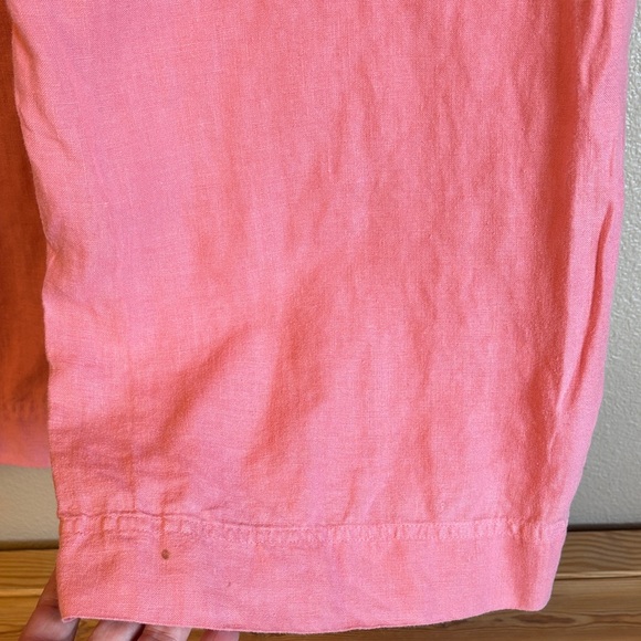 Johnny Was Size MEDIUM Coral Pink Linen Wide Leg Button-Front Pants - Picture 16 of 16